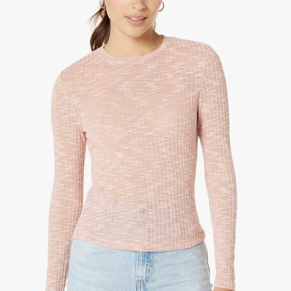 Free People Intimately Aura pink ribbed thermal-style crewneck shirt size medium - Picture 2 of 7